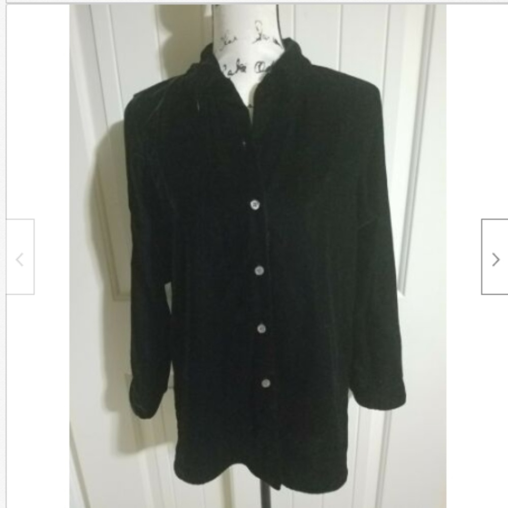 J.Crew Black Velvet Button Down Top Women Size PS